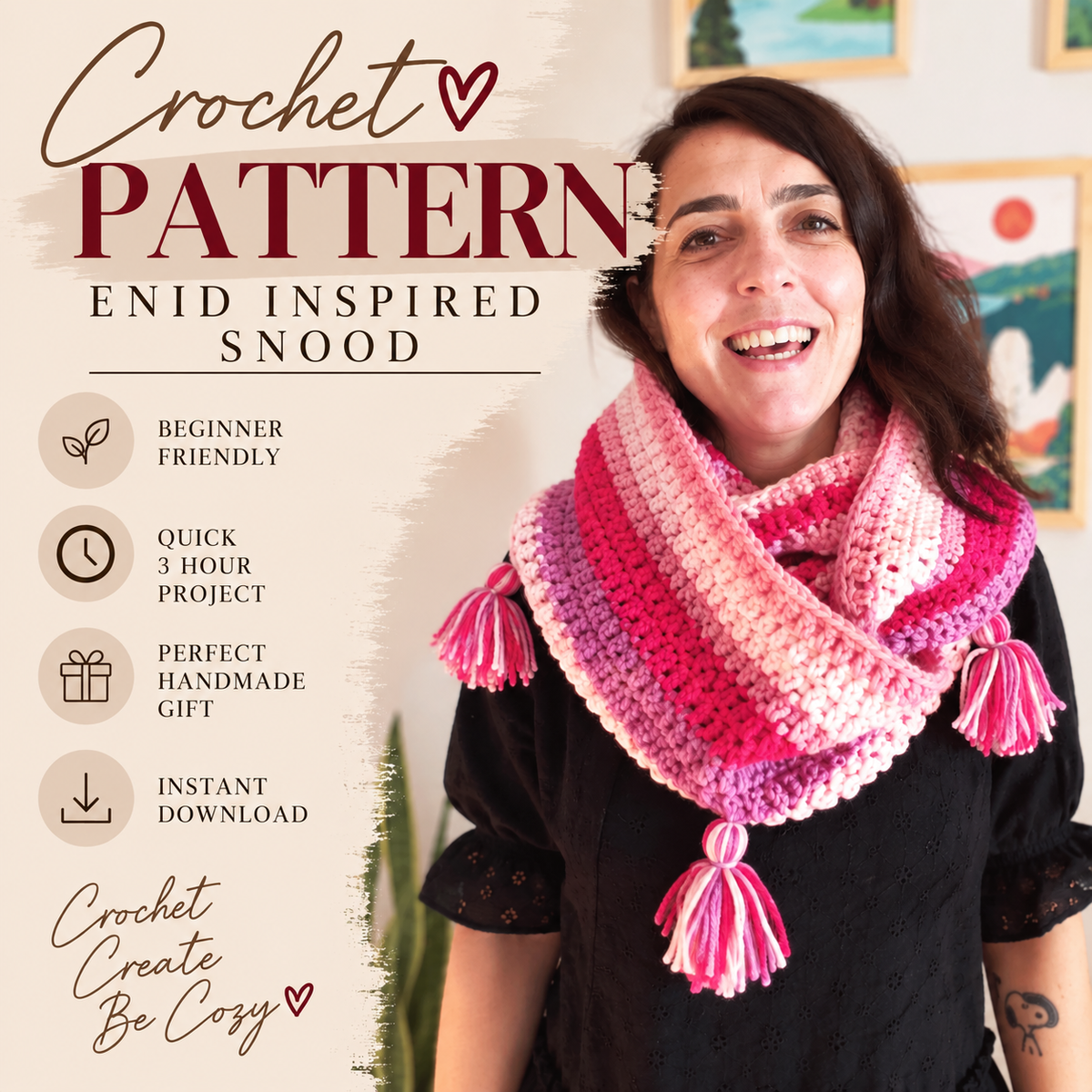 Enid Inspired Crochet Snood Pattern