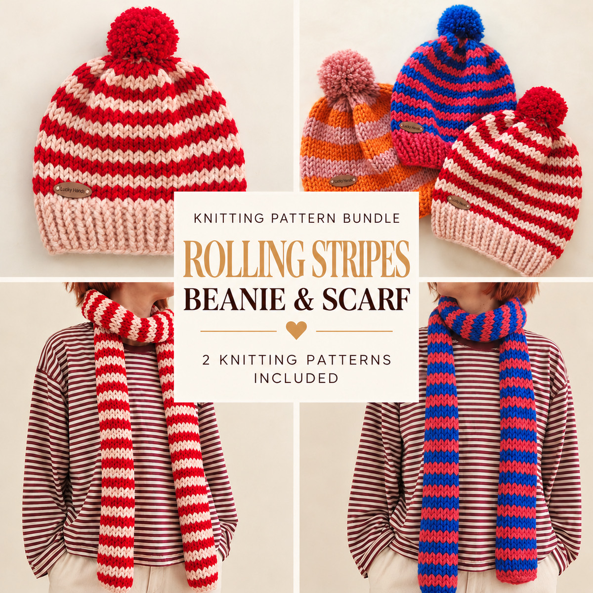Rolling Stripes Beanie & Scarf Pattern