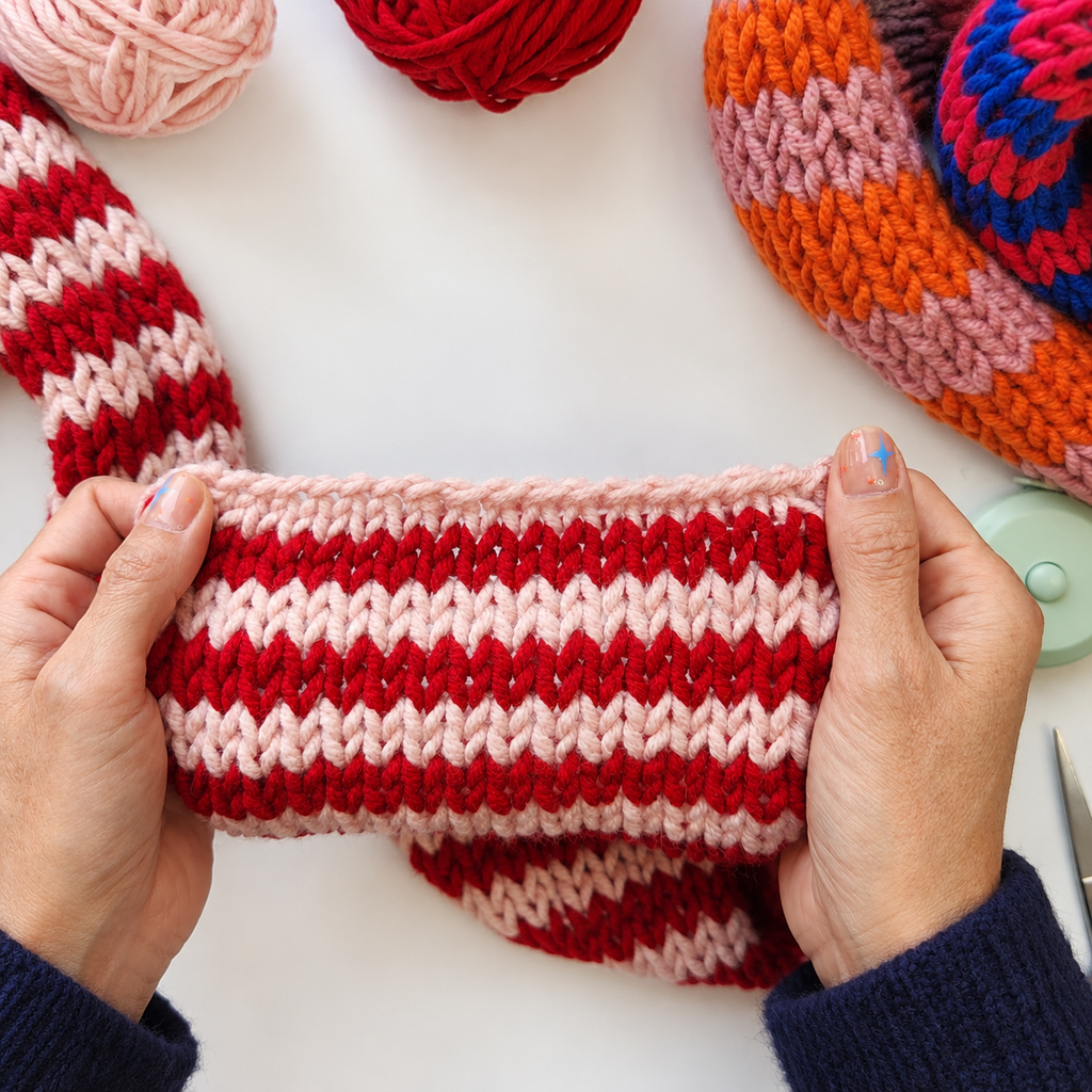 Rolling Stripes Beanie & Scarf Pattern